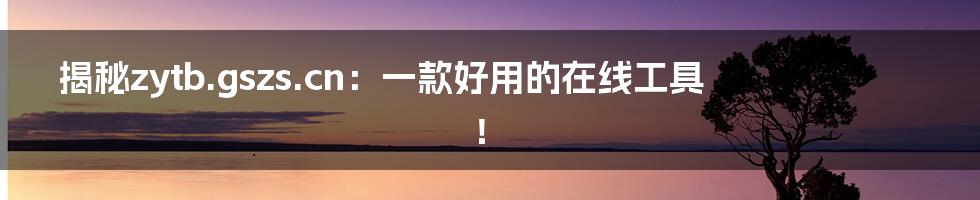 揭秘zytb.gszs.cn:一款好用的在线工具!