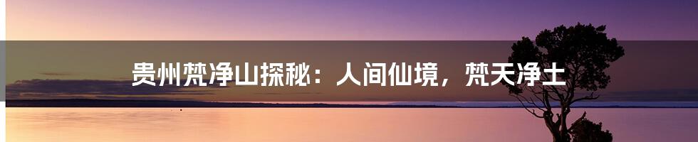贵州梵净山探秘:人间仙境,梵天净土