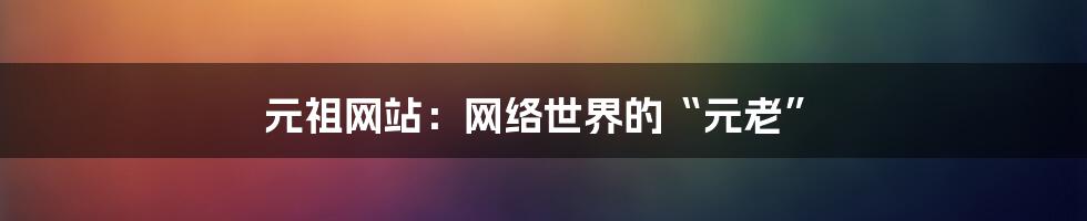 元祖网站:网络世界的“元老”