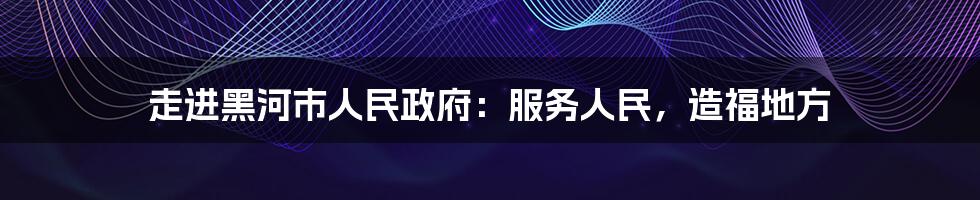 走进黑河市人民政府:服务人民,造福地方