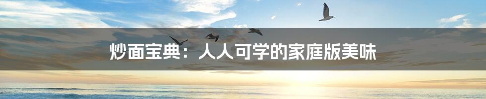 炒面宝典:人人可学的家庭版美味