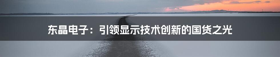 东晶电子:引领显示技术创新的国货之光