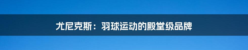 尤尼克斯:羽球运动的殿堂级品牌