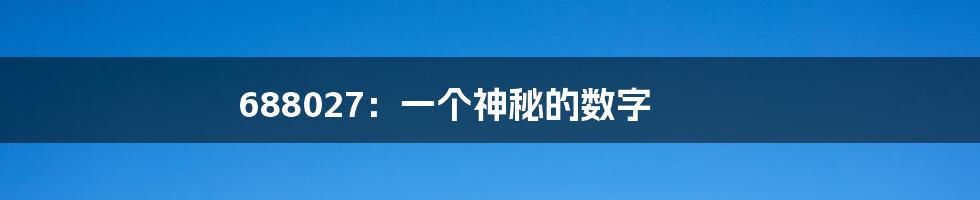 688027:一个神秘的数字