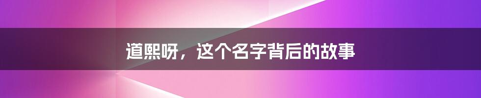 道熙呀,这个名字背后的故事