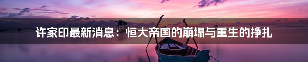 许家印最新消息:恒大帝国的崩塌与重生的挣扎