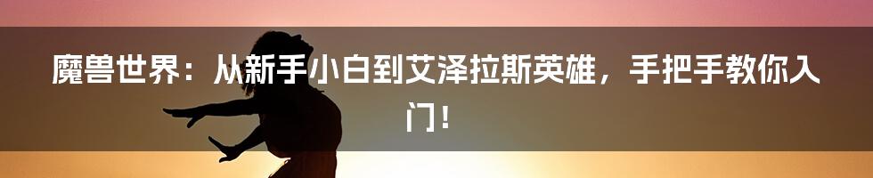 魔兽世界:从新手小白到艾泽拉斯英雄,手把手教你入门!