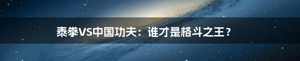 泰拳VS中国功夫:谁才是格斗之王?