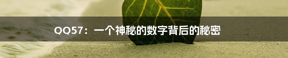 QQ57:一个神秘的数字背后的秘密