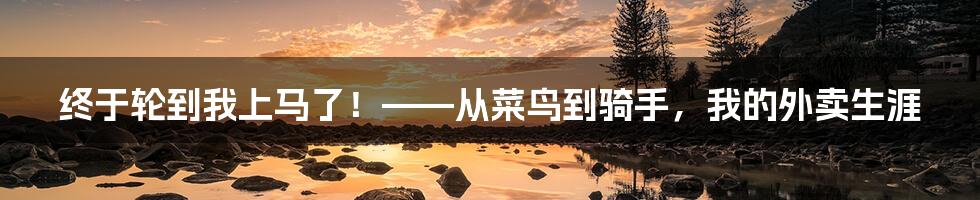 终于轮到我上马了!——从菜鸟到骑手,我的外卖生涯