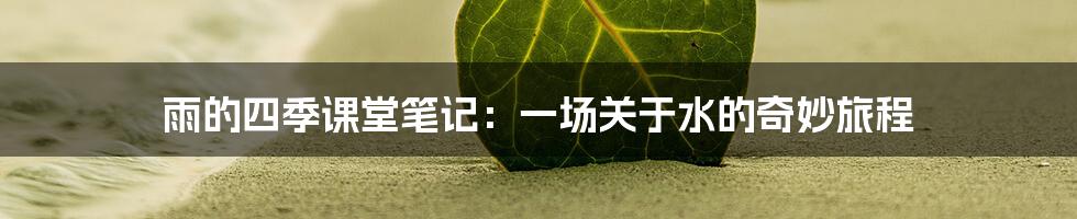 雨的四季课堂笔记:一场关于水的奇妙旅程