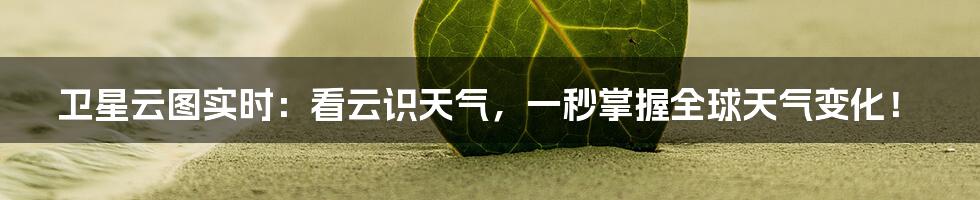 卫星云图实时:看云识天气,一秒掌握全球天气变化!