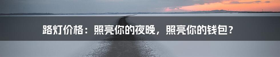 路灯价格:照亮你的夜晚,照亮你的钱包?