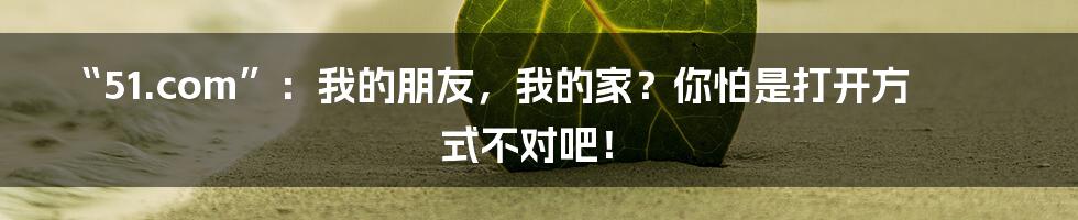 “51.com”:我的朋友,我的家?你怕是打开方式不对吧!