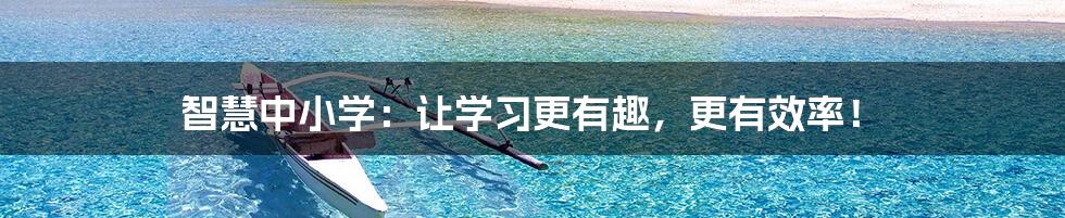 智慧中小学:让学习更有趣,更有效率!