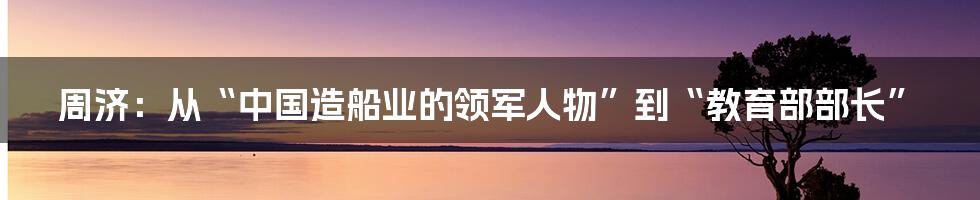 周济:从“中国造船业的领军人物”到“教育部部长”