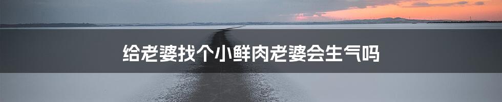 给老婆找个小鲜肉老婆会生气吗