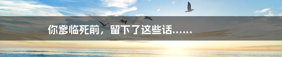 你爹临死前,留下了这些话......