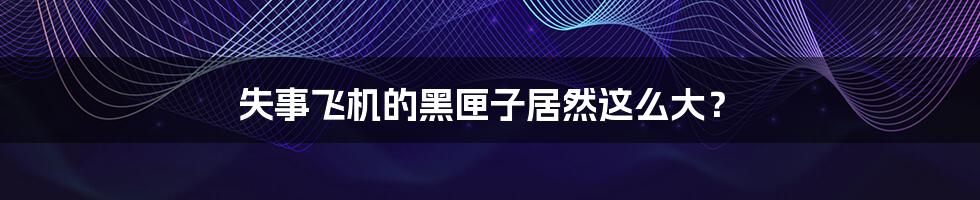 失事飞机的黑匣子居然这么大?