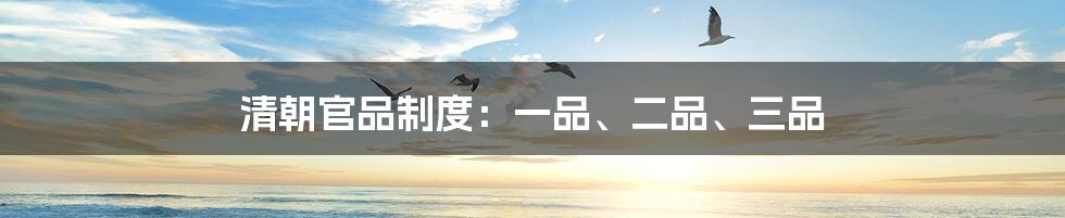 清朝官品制度:一品、二品、三品