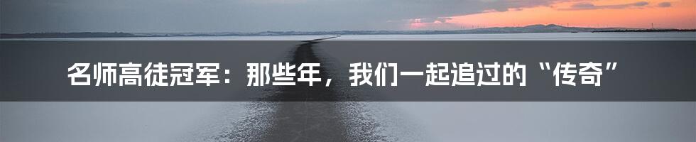 名师高徒冠军:那些年,我们一起追过的“传奇”