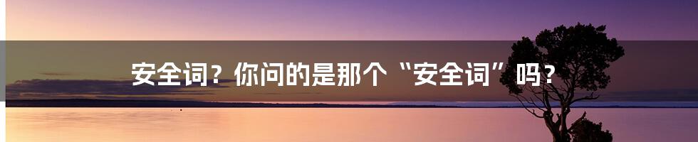 安全词?你问的是那个“安全词”吗?