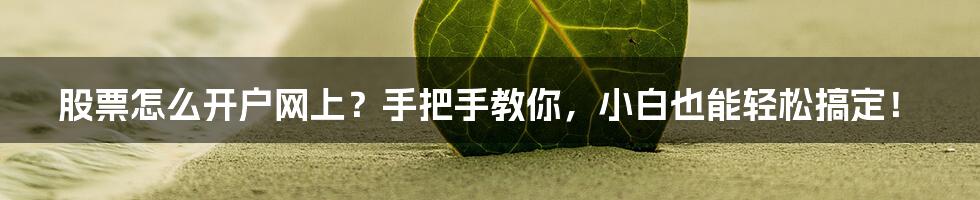 股票怎么开户网上?手把手教你,小白也能轻松搞定!