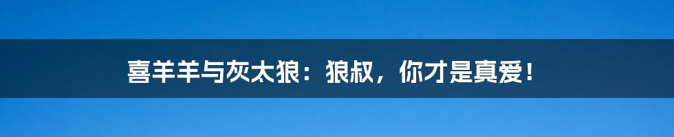 喜羊羊与灰太狼:狼叔,你才是真爱!