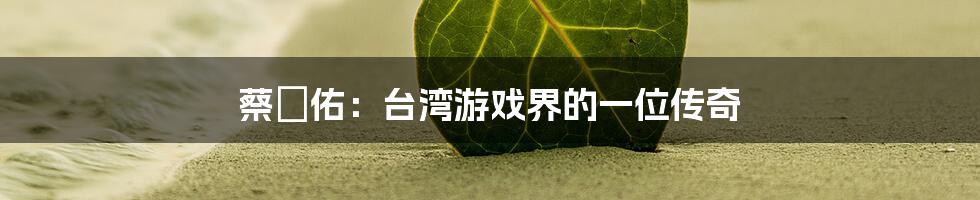 蔡妟佑:台湾游戏界的一位传奇