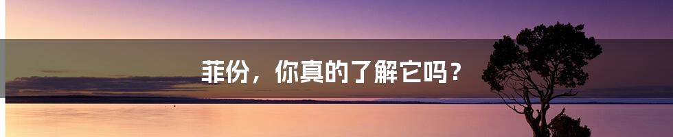 菲份,你真的了解它吗?