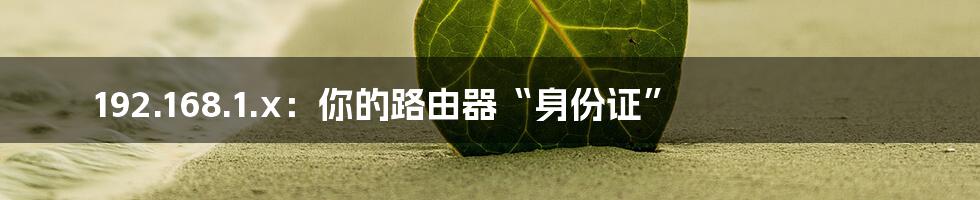 192.168.1.x:你的路由器“身份证”