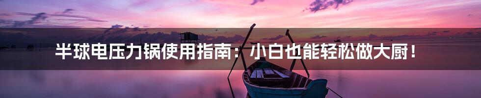 半球电压力锅使用指南:小白也能轻松做大厨!