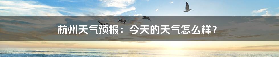 杭州天气预报:今天的天气怎么样?
