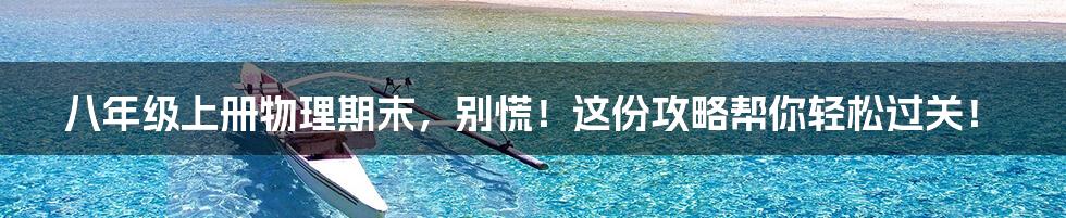 八年级上册物理期末,别慌!这份攻略帮你轻松过关!