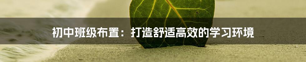 初中班级布置：打造舒适高效的学习环境