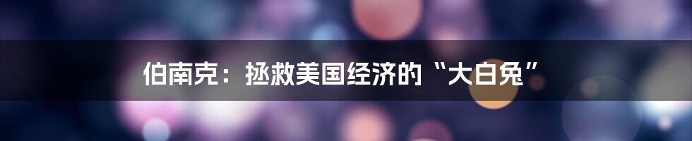 伯南克:拯救美国经济的“大白兔”