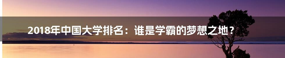 2018年中国大学排名:谁是学霸的梦想之地?
