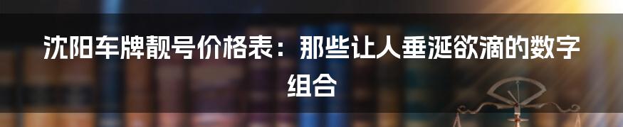 沈阳车牌靓号价格表:那些让人垂涎欲滴的数字组合