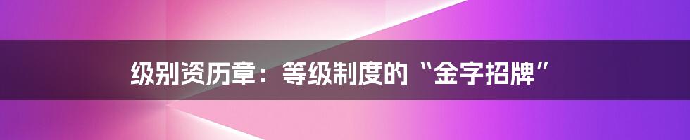 级别资历章:等级制度的“金字招牌”