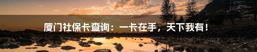 厦门社保卡查询:一卡在手,天下我有!