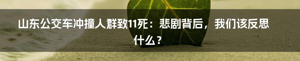 山东公交车冲撞人群致11死:悲剧背后,我们该反思什么?
