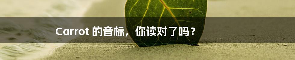Carrot 的音标,你读对了吗?