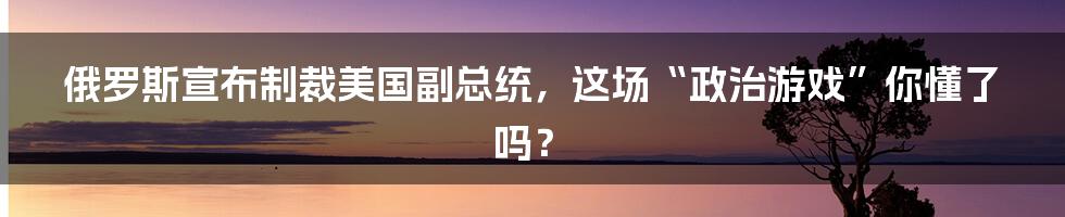 俄罗斯宣布制裁美国副总统,这场“政治游戏”你懂了吗?