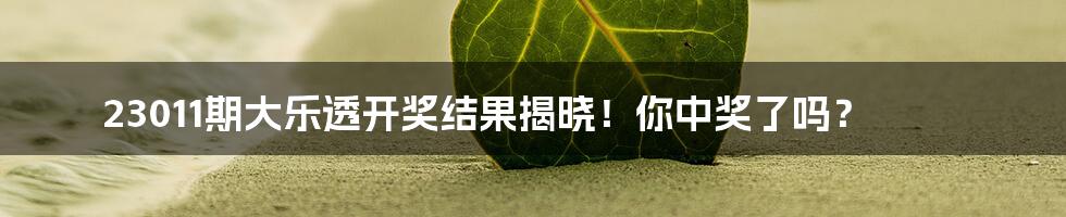 23011期大乐透开奖结果揭晓!你中奖了吗?
