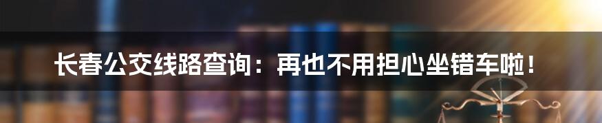 长春公交线路查询:再也不用担心坐错车啦!