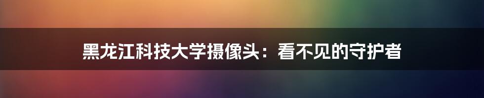 黑龙江科技大学摄像头:看不见的守护者