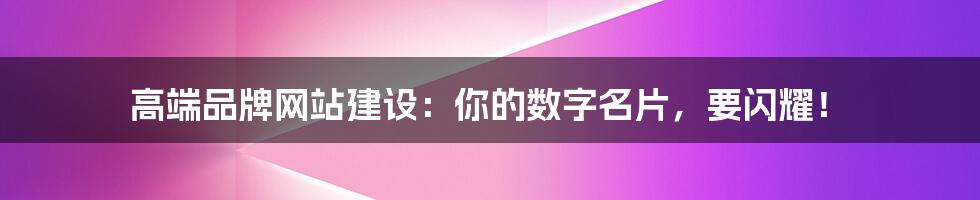 高端品牌网站建设:你的数字名片,要闪耀!