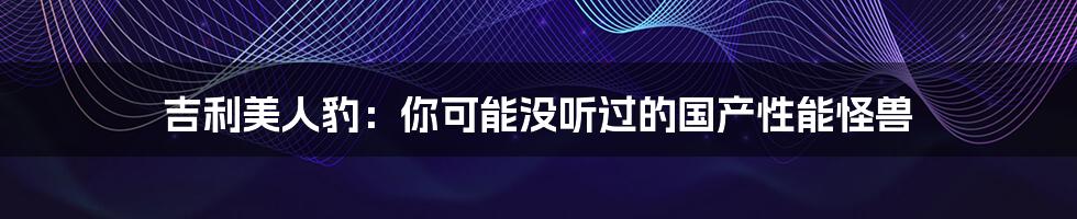 吉利美人豹:你可能没听过的国产性能怪兽