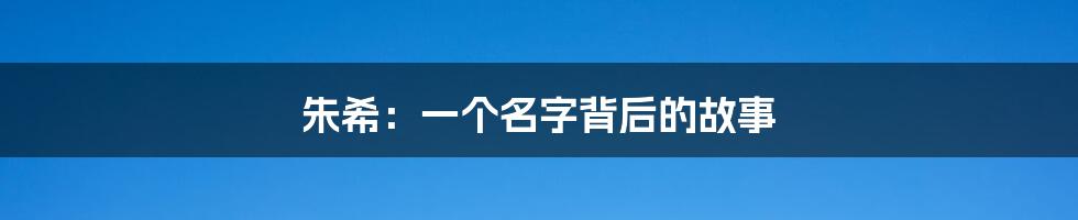 朱希:一个名字背后的故事