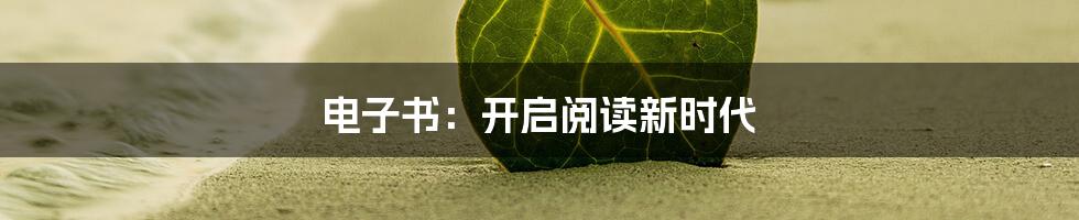 电子书:开启阅读新时代